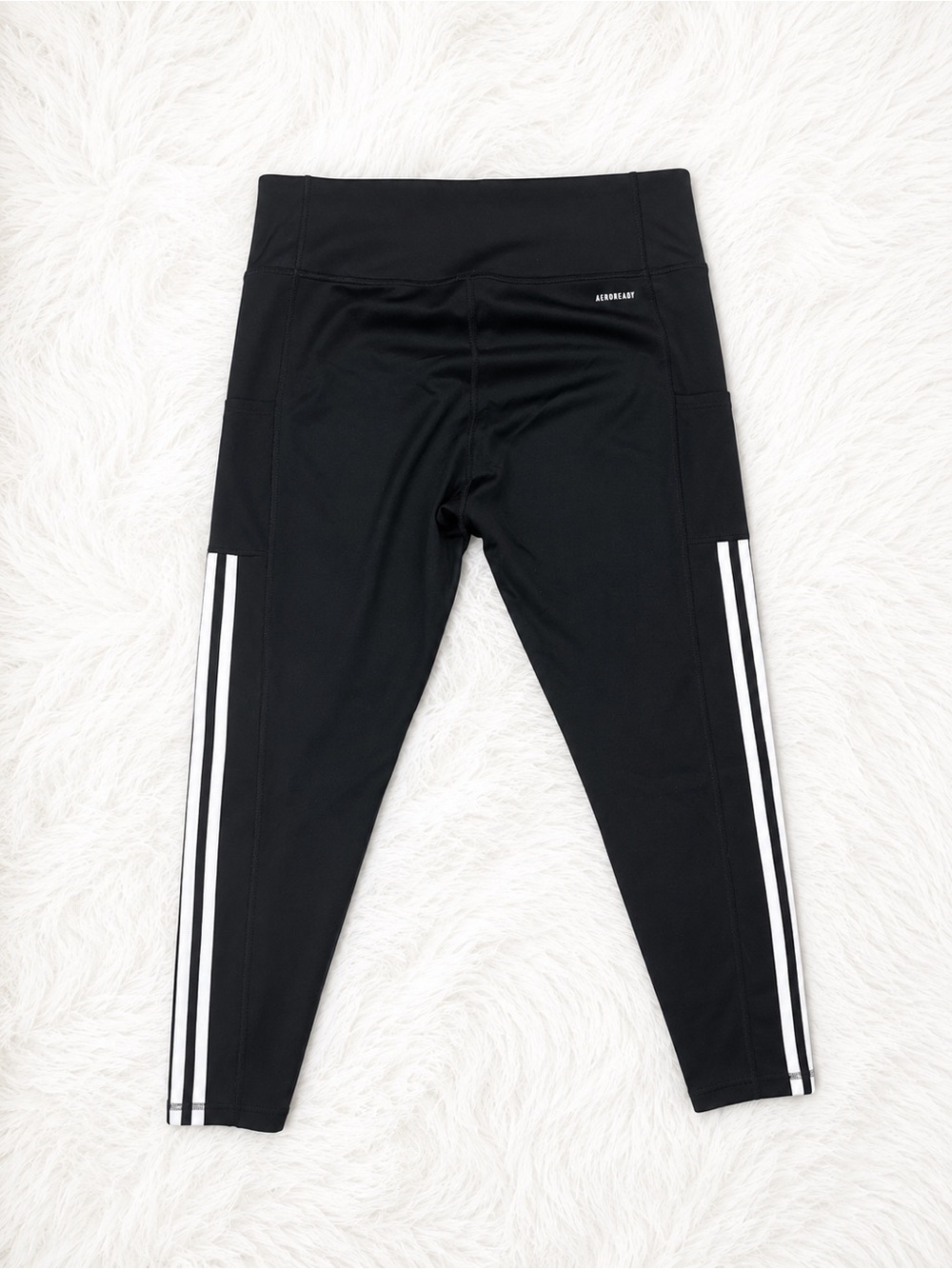 Adidas Primegreen High Rise 3 Stripe Pocket Leggings Black Women’s XL Athleisure - Picture 4 of 4